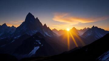 Beautiful sunset in the mountains. Panorama of the mountains photo