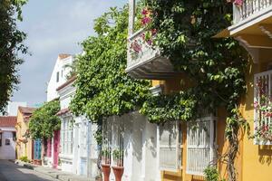 Beautiful colonial streets of Cartagena de Indias. photo