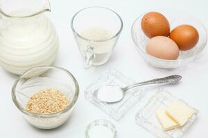 Quinoa crepes preparation. Ingredients to prepare crepes photo