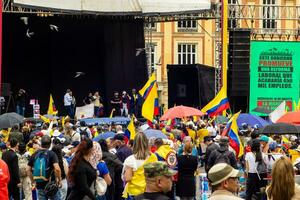 Bogota, Colombia, 16 August 2023. March asking for Gustavo Petro impeachment. Peaceful protest march in Bogota Colombia against the government of Gustavo Petro called La Marcha de la Mayoria. photo