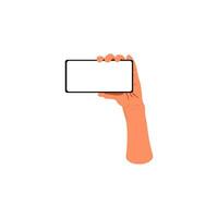 hands using smartphone with blank screen over white background vector