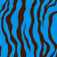 Zebra striped seamless pattern drawn with chalk. Abstract wavy print in blue and brown colors vector