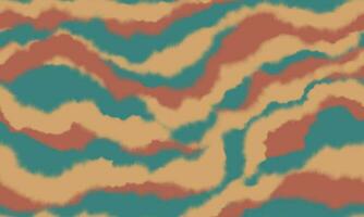 Retro abstract blurred wavy seamless pattern. Watercolor stains in beige turquoise and brown colors. Soft colorful waves vector