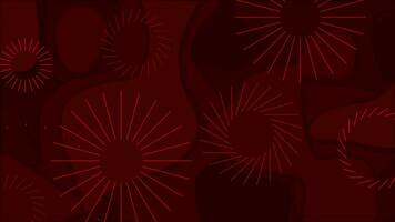 Red color exploding circles over paper cut background video