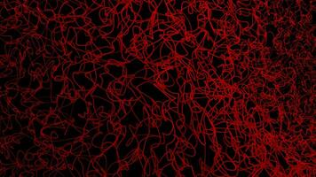 3D red color curly lines doing motion over black background video