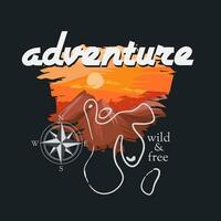 vector of mountain in sunset scenery, adventure t-shirt design