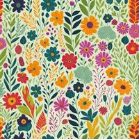 Seamless pattern with flowers and leaves. Floral background. photo