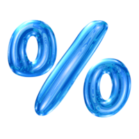procent symbool alfabet met y2k vloeistof zee blauw chroom effect png
