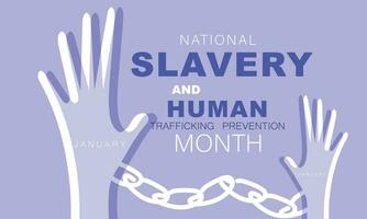 National Slavery and Human Trafficking prevention month. background, banner, card, poster, template. Vector illustration.