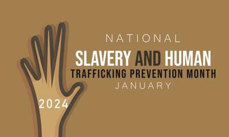 National Slavery and Human Trafficking prevention month. background, banner, card, poster, template. Vector illustration.