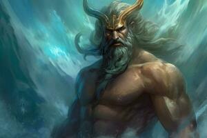 Poseidon greek god. Generate Ai photo