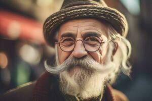 Senior man hipster. Generate Ai photo