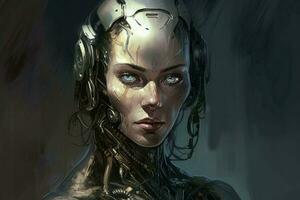 Cyborg robot. Generate Ai photo