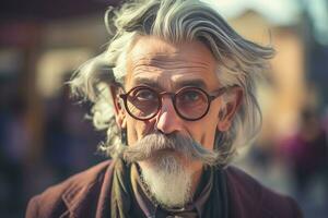 Senior man hipster. Generate Ai photo