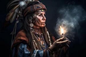 American female shaman. Generate Ai photo