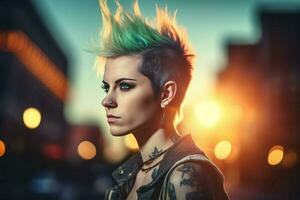 punk rock mujer. generar ai foto