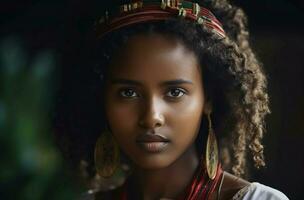 Cute ethiopian pretty woman. Generate Ai photo