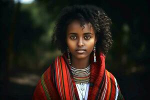 linda etíope mujer. generar ai foto
