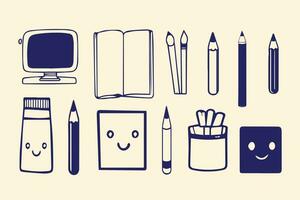 school doodle hand drawn elements vector