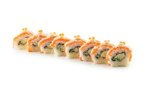 Portion of Philadelphia rolls sushi islolated on white background photo