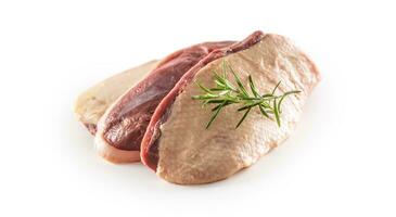 Duck breast with rosemary isolated on white background photo