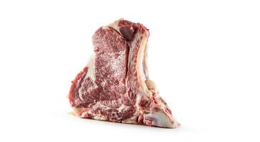 Rib eye steak with bone isolated on white background photo