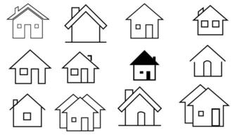 Home Icon Set. Contains such Icons as House, Property, Church, Garage, Smart Home and more. House vector icon set. Set of home icon, Thin outline shape of house vector. Simple collection of home icon.