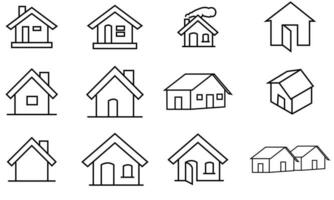 Home Icon Set. Contains such Icons as House, Property, Church, Garage, Smart Home and more. House vector icon set. Set of home icon, Thin outline shape of house vector. Simple collection of home icon.