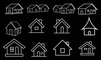 Home Icon Set. Contains such Icons as House, Property, Church, Garage, Smart Home and more. House vector icon set. Set of home icon, Thin outline shape of house vector. Simple collection of home icon.