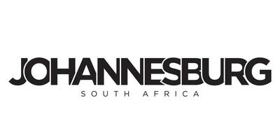 Johannesburg in the South Africa emblem. The design features a geometric style, vector illustration with bold typography in a modern font. The graphic slogan lettering.