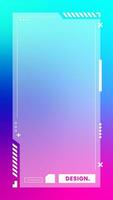 Futuristic vertical gradient background. Social media frame vector illustration.