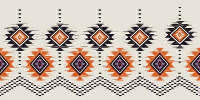 arte abstracto étnico ikat. patrón impecable en estilo tribal, bordado folclórico y mexicano. estampado de adornos de arte geométrico azteca.diseño para alfombras, papel pintado, ropa, envoltura, tela, cubierta, textil vector