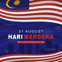 Malaysia Independence Day greeting poster flat design vector