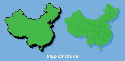 Vector China 3D map set simple flat illustration