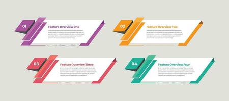 Business features and functions presentation steps infographic charts template vector