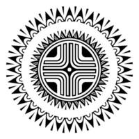 Round tattoo geometric ornament maori style. Black and white vector