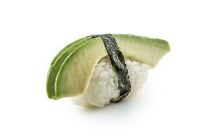 Nigiri sushi with avocado isolated on white. photo