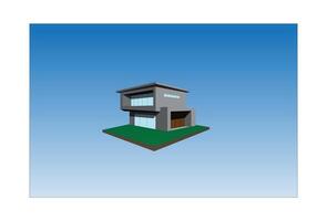 3D render of modern house isolated on gradient background. vector