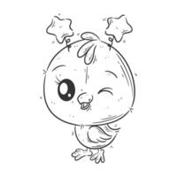 Cute bird wearing a star headband for coloring vector