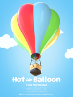 3d Rendern bunt heiß Luft Ballon Zeit zu Urlaub Poster Vorlage psd