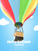 3d renderen kleurrijk heet lucht ballon festival poster sjabloon psd