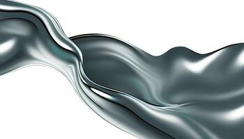 resumen plata degradado curva. fluir cromo líquido metal olas aislado en blanco foto