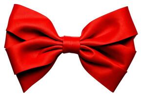 Decorative red bow isolated on background. Design element for gift photo