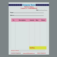 English Cash memo design. Vector Business cash memo free vector.