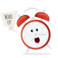 Funny cartoon alarm clock character isolated on white background vector