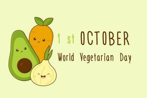 comer plantas no amigos, 1 octubre mundo vegetariano día vector