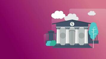 Animated bank icons designed in flat icon style, Business or Universal concept icon. bank building Flat Animated Icon. 4k Animated Icon to Improve Your Project and Explainer Video icons.