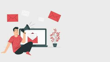 Email message animation. Blank sheets fly out of envelope. Classic envelopte with paper letter. Email outgoing letters. Newsletter campaign. Sented message. Mail delivery service. video