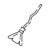 Broom icon line style. Broomstick of witch with stars for Halloween. Sign for tarot cards or game web design. Magic vector icon for website. Trick or treat and scary.