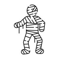 Vector line icon of mummy as symbol of Halloween. Outline sign. Modern minimalistic monochrome isolated image and editable stroke. Trick or treat and scary.